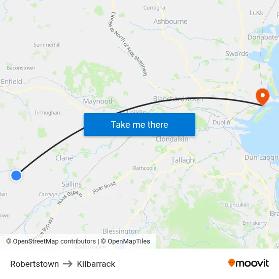 Robertstown to Kilbarrack map