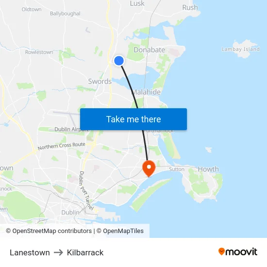 Lanestown to Kilbarrack map