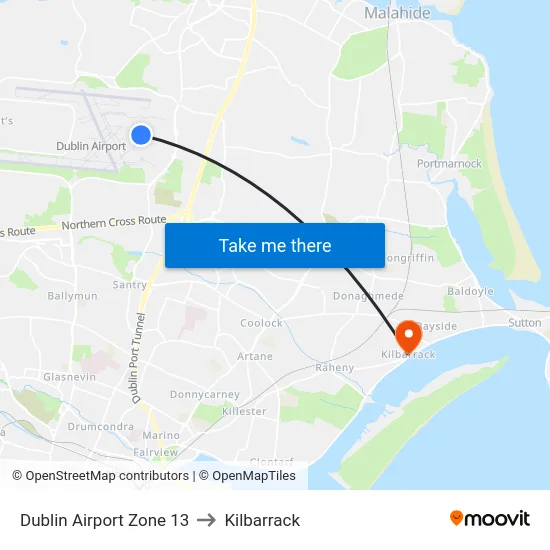 Dublin Airport Zone 13 to Kilbarrack map