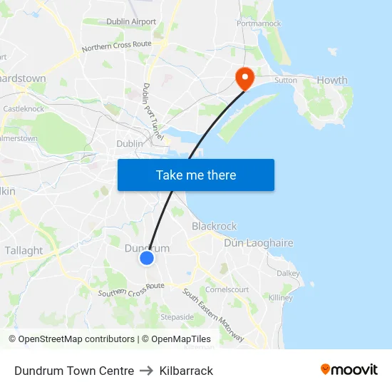 Dundrum Town Centre to Kilbarrack map