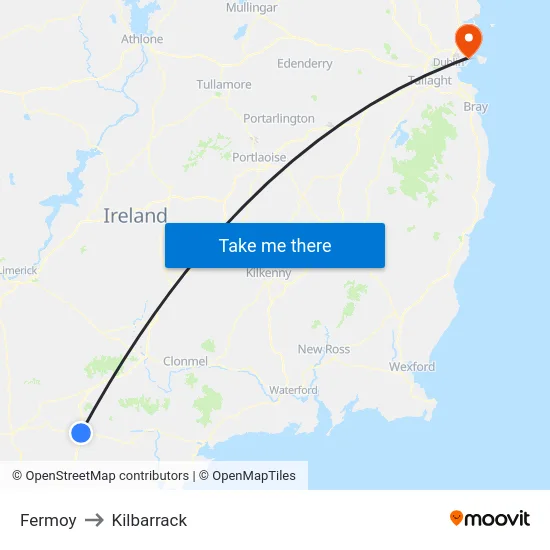 Fermoy to Kilbarrack map
