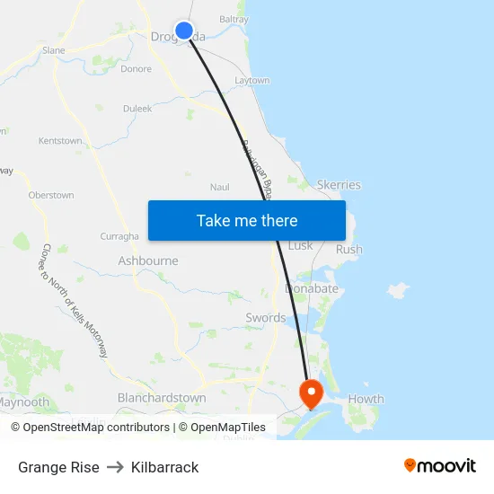 Grange Rise to Kilbarrack map