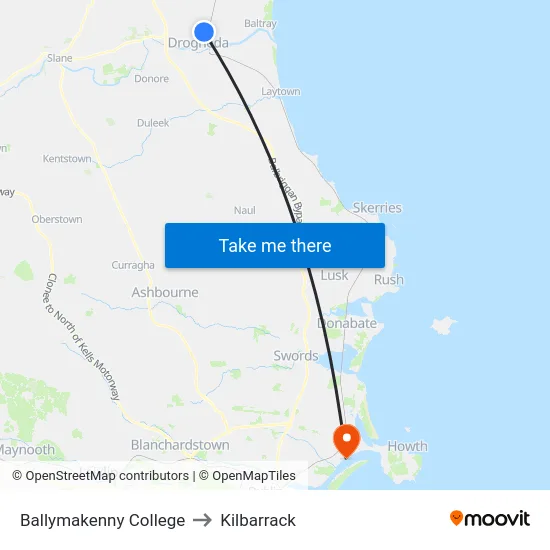 Ballymakenny College to Kilbarrack map