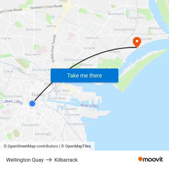 Wellington Quay to Kilbarrack map