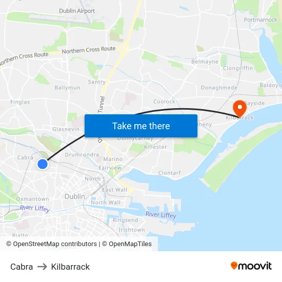 Cabra to Kilbarrack map