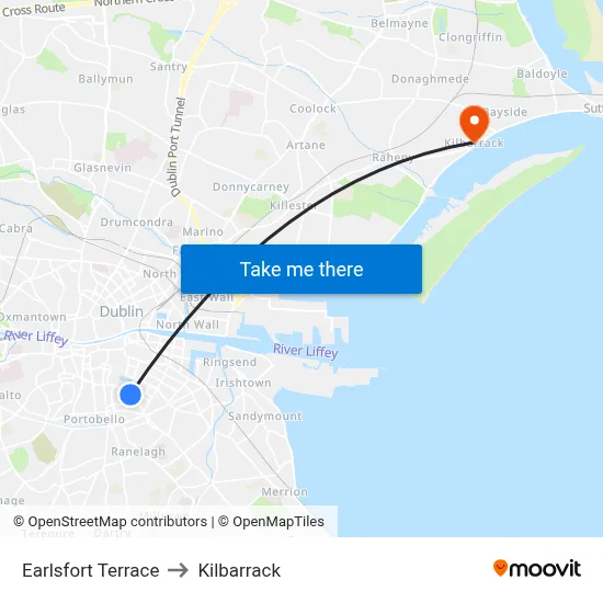 Earlsfort Terrace to Kilbarrack map