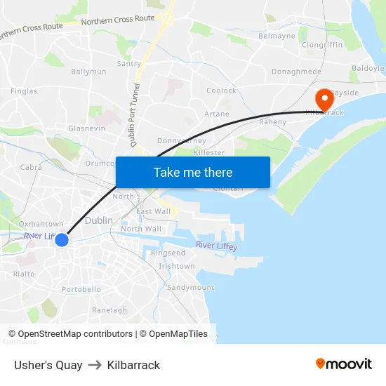 Usher's Quay to Kilbarrack map