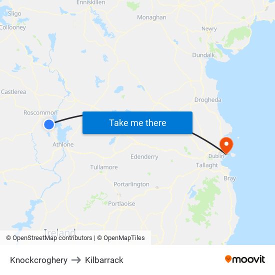 Knockcroghery to Kilbarrack map