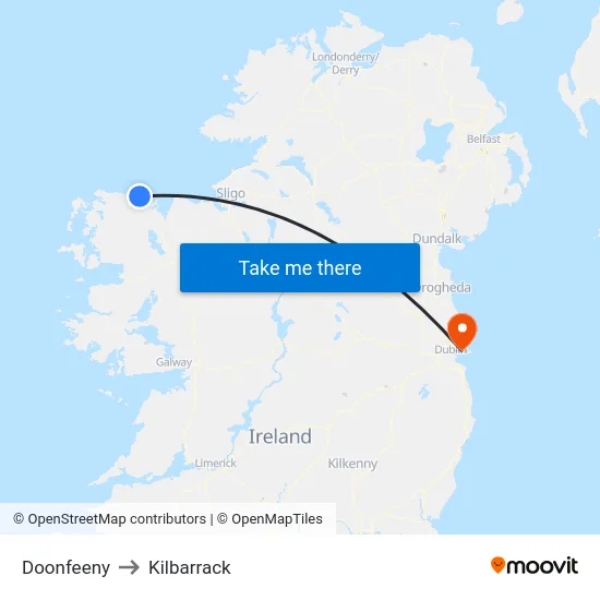 Doonfeeny to Kilbarrack map