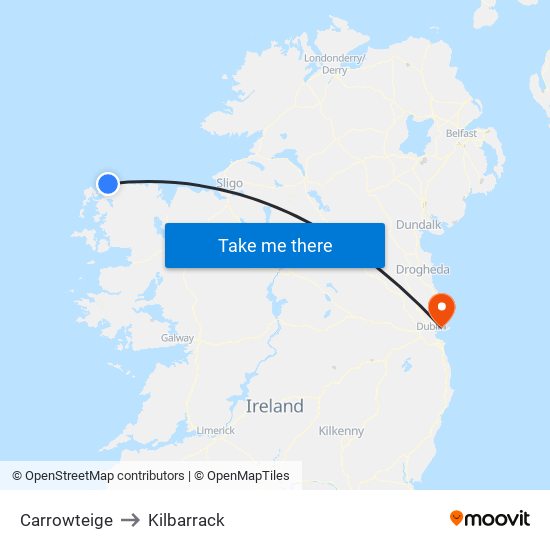 Carrowteige to Kilbarrack map