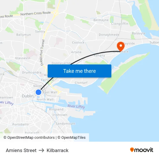 Amiens Street to Kilbarrack map