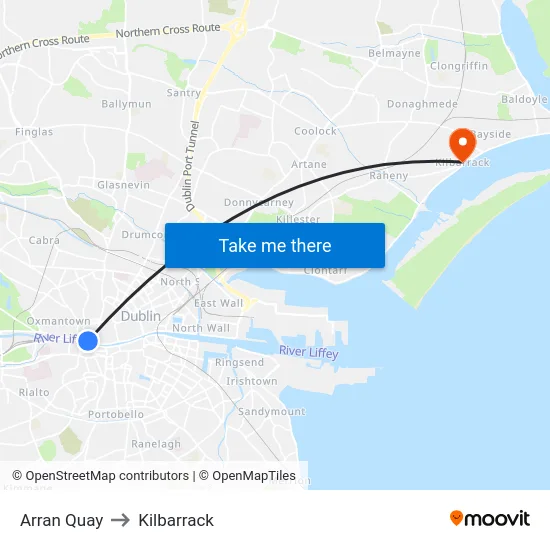 Arran Quay to Kilbarrack map
