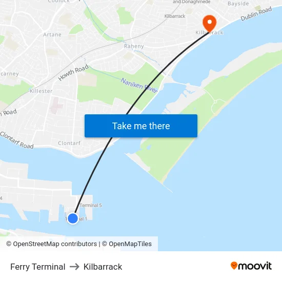 Ferry Terminal to Kilbarrack map