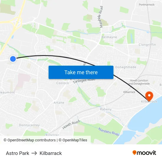 Astro Park to Kilbarrack map