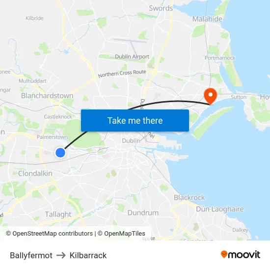 Ballyfermot to Kilbarrack map