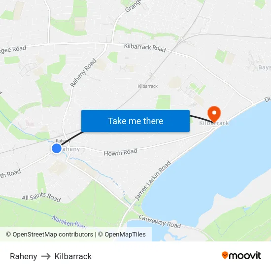 Raheny to Kilbarrack map