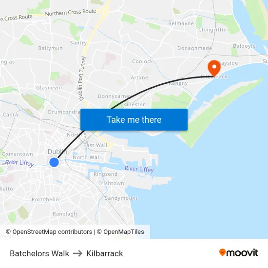 Batchelors Walk to Kilbarrack map