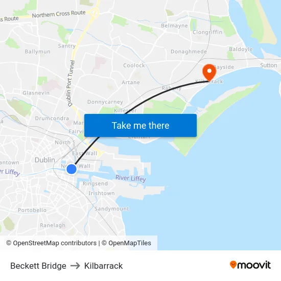 Beckett Bridge to Kilbarrack map