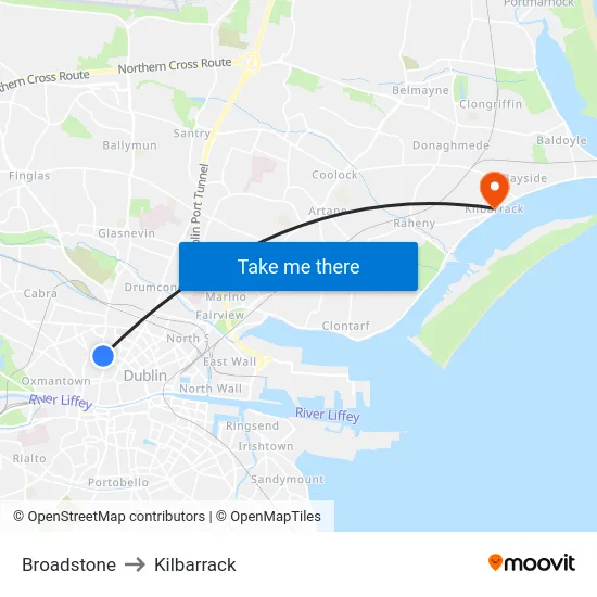 Broadstone to Kilbarrack map