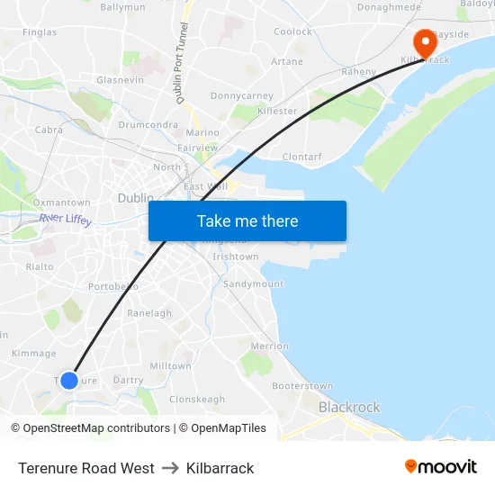 Terenure Road West to Kilbarrack map