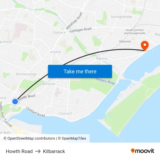 Howth Road to Kilbarrack map