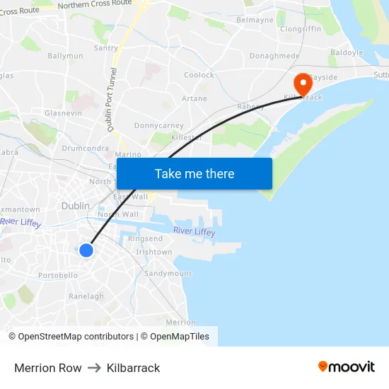 Merrion Row to Kilbarrack map