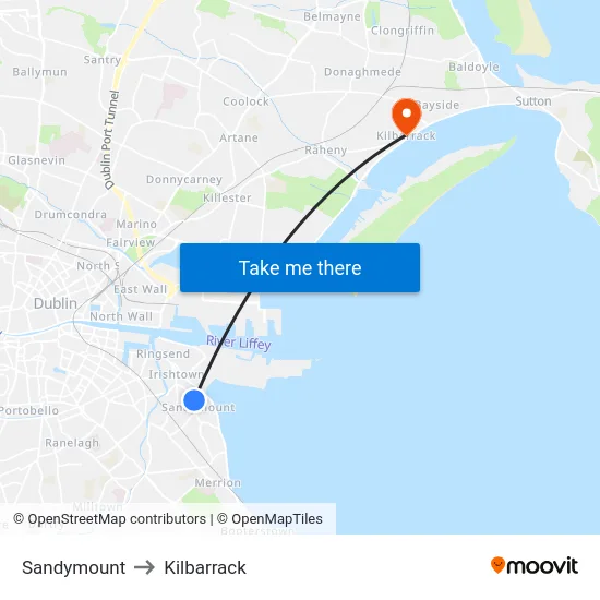 Sandymount to Kilbarrack map