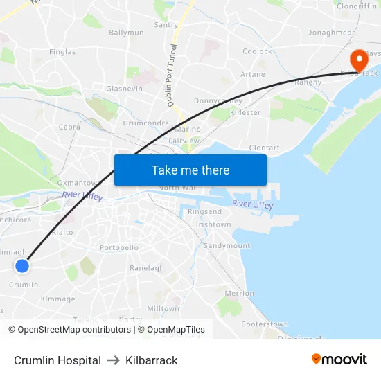 Crumlin Hospital to Kilbarrack map