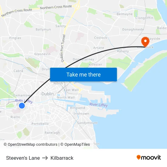 Steeven's Lane to Kilbarrack map