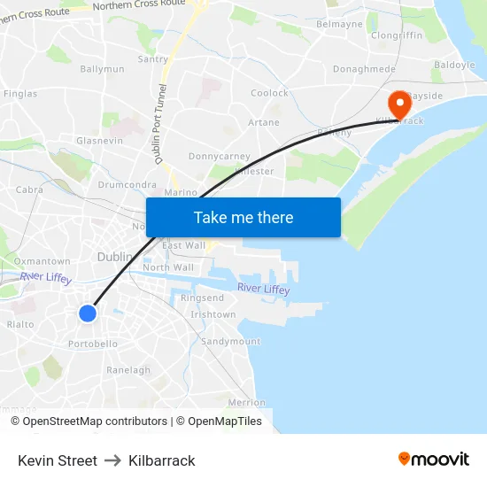 Kevin Street to Kilbarrack map