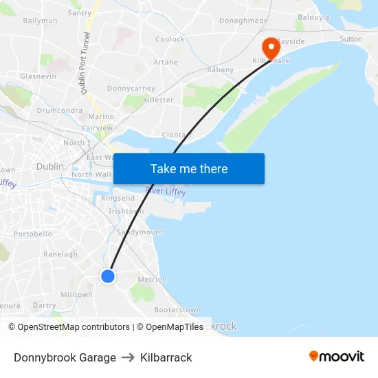 Donnybrook Garage to Kilbarrack map