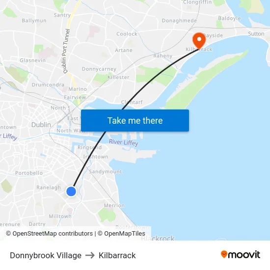 Donnybrook Village to Kilbarrack map