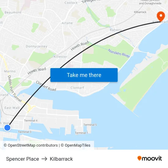 Spencer Place to Kilbarrack map