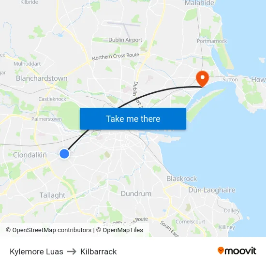 Kylemore Luas to Kilbarrack map