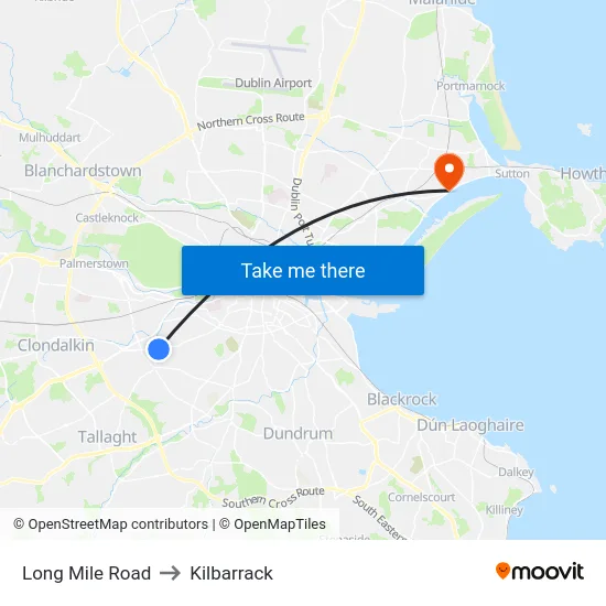 Long Mile Road to Kilbarrack map