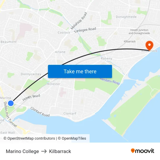 Marino College to Kilbarrack map