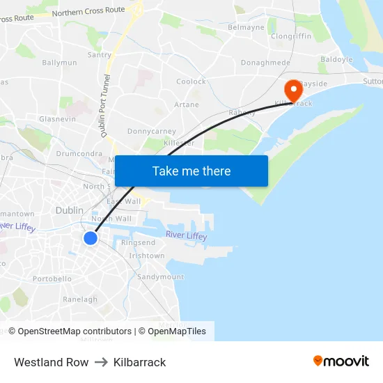 Westland Row to Kilbarrack map