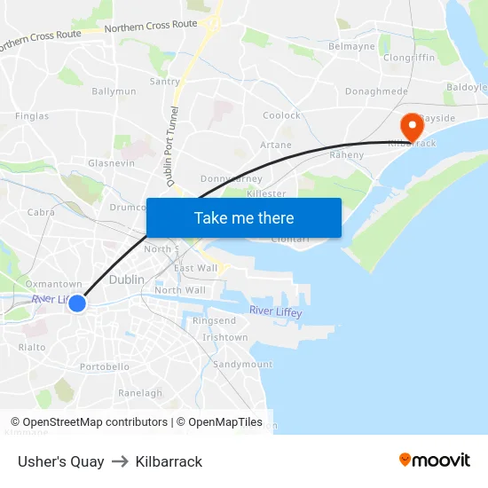 Usher's Quay to Kilbarrack map