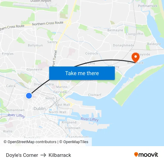 Doyle's Corner to Kilbarrack map