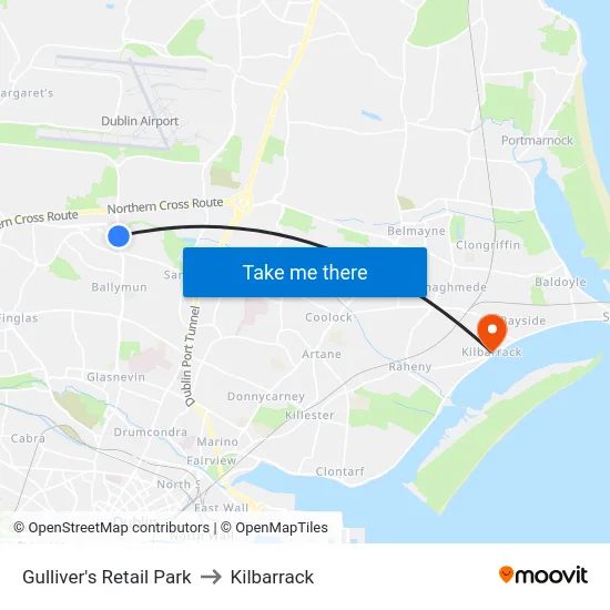 Gulliver's Retail Park to Kilbarrack map