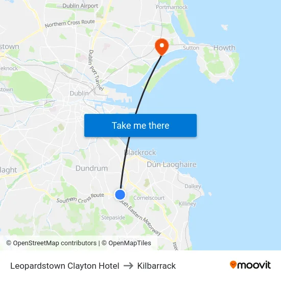 Leopardstown Clayton Hotel to Kilbarrack map