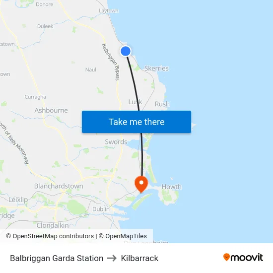 Balbriggan Garda Station to Kilbarrack map