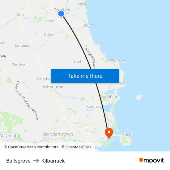 Ballsgrove to Kilbarrack map