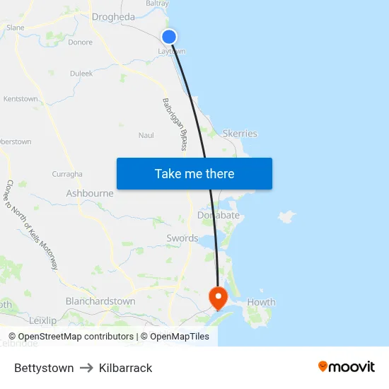 Bettystown to Kilbarrack map