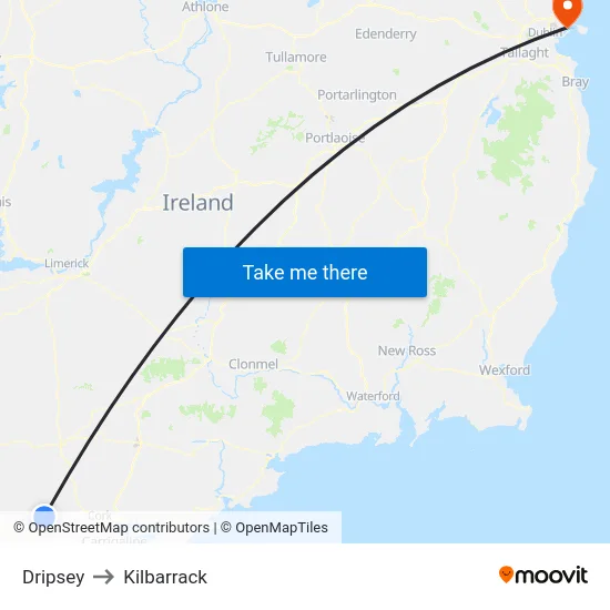 Dripsey to Kilbarrack map