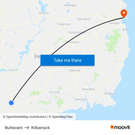 Buttevant to Kilbarrack map