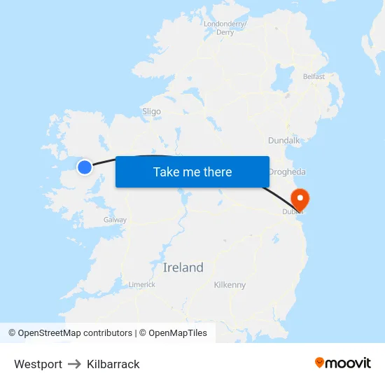 Westport to Kilbarrack map