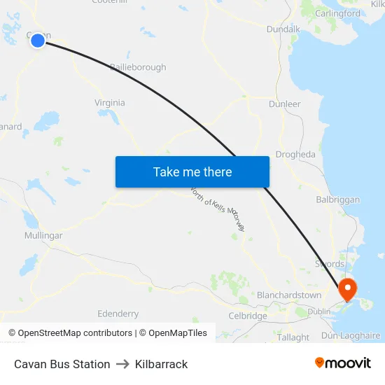 Cavan Bus Station to Kilbarrack map