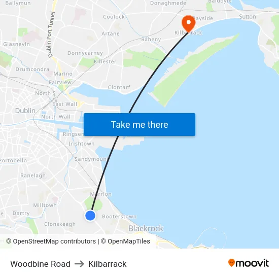 Woodbine Road to Kilbarrack map