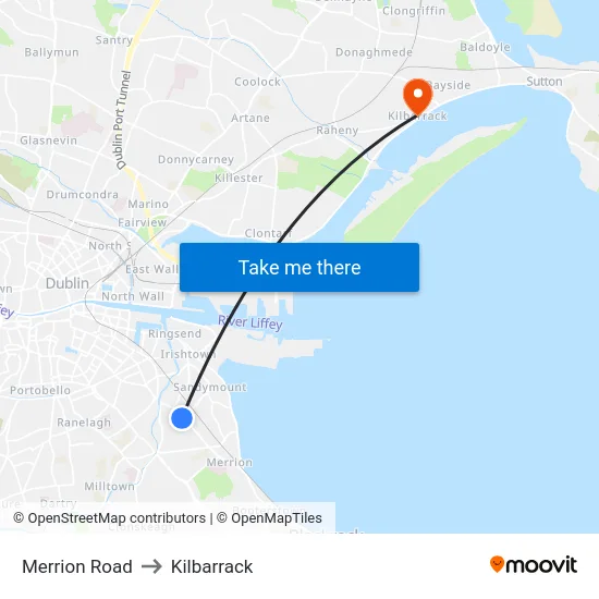 Merrion Road to Kilbarrack map